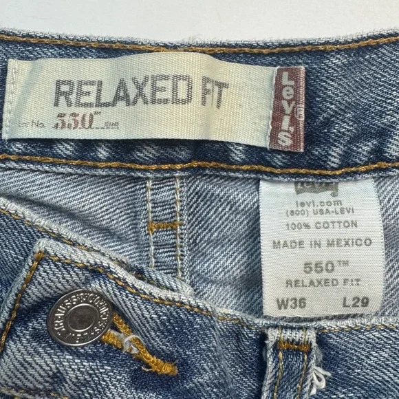 Levi's 550 Denim Relaxed Fit Blue Jeans Men's 36x29 Light Wash 90s Y2K Loose - Picture 5 of 8